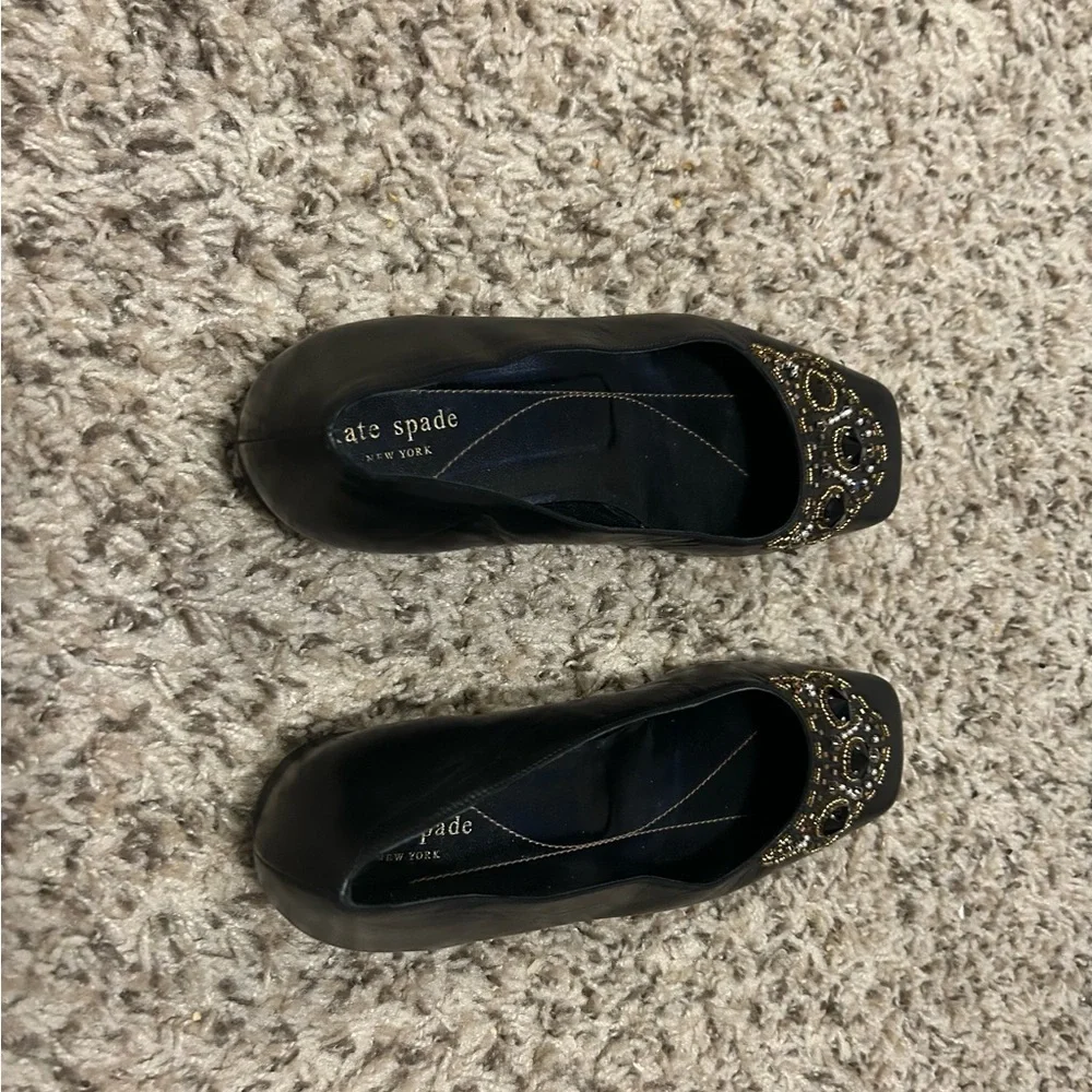Kate Spade New York leather Jewelled Flats Size 9